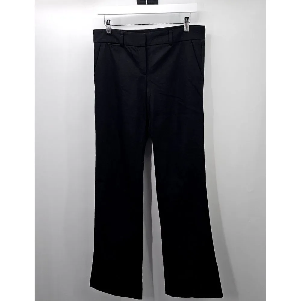 Theory Women Size 8 Black Wool Stretch Career Slacks‎ Dress Pants Straight Leg